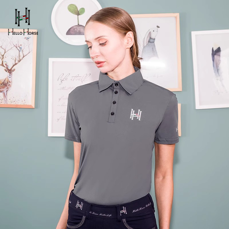 Polo Shirt Equestrian - Hello Horse Equestrian Sports Short Sleeve