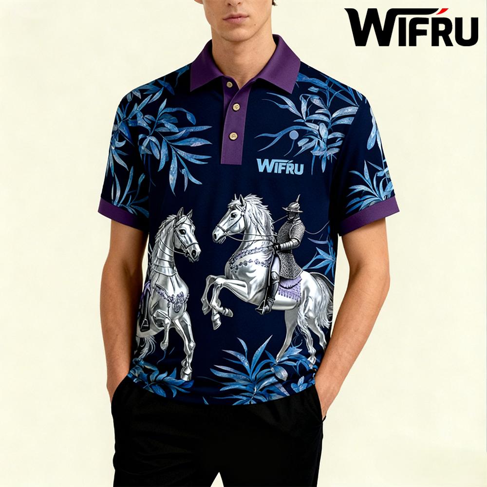 Polo Shirt Equestrian - Men's Retro Equestrian Print Polo Shirt