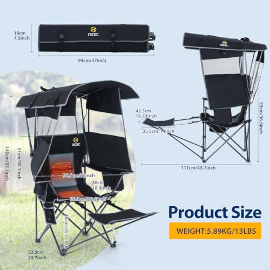 Chair with Canopy, Heated Camp - đánh giá và giá Outdoor Sports Umbrella