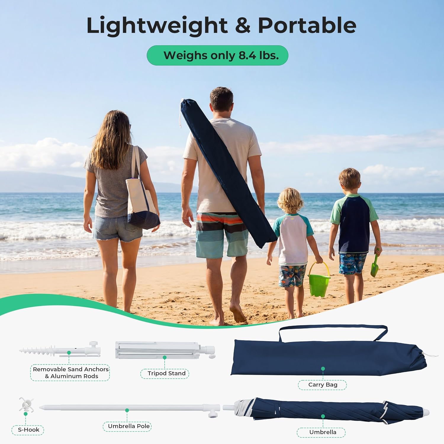 6.5ft Portable Sun Shade Umbre - đánh giá và giá Outdoor Sports Umbrella