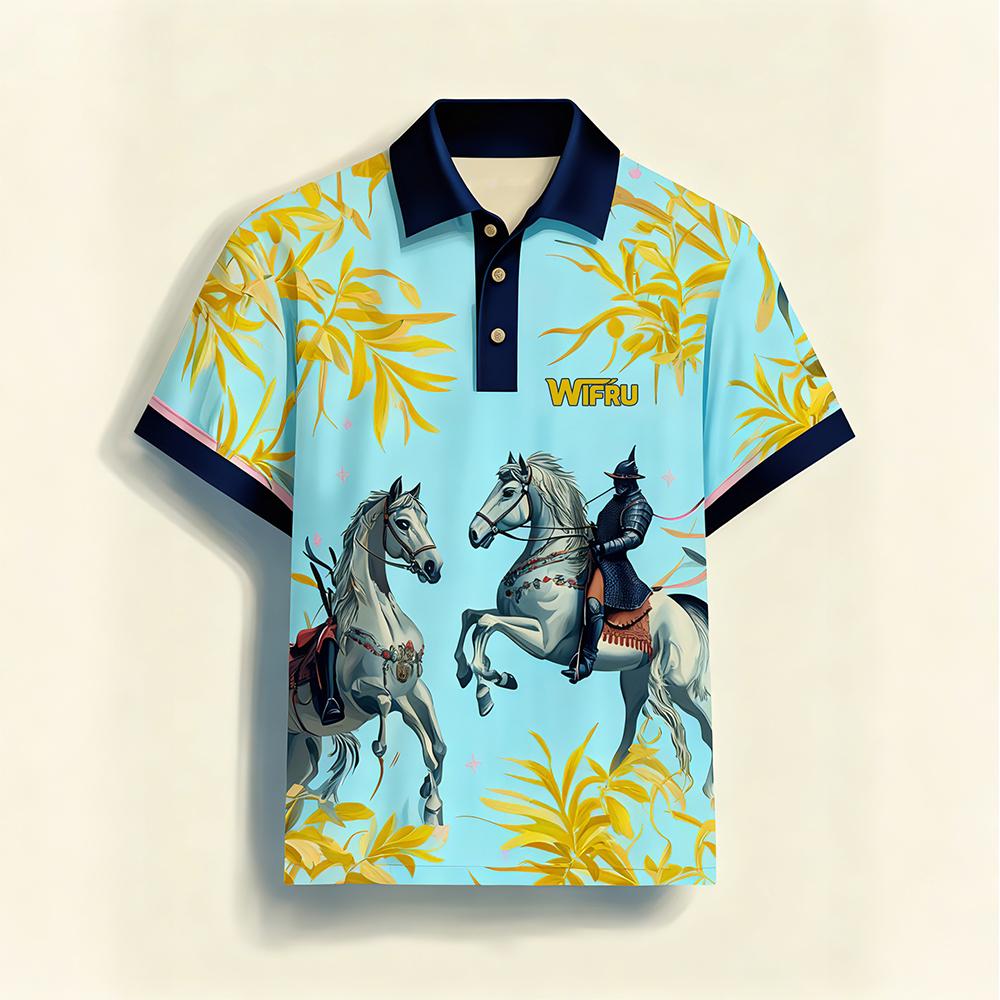 Men's Retro Equestrian Print P - đánh giá và giá Polo Shirt Equestrian