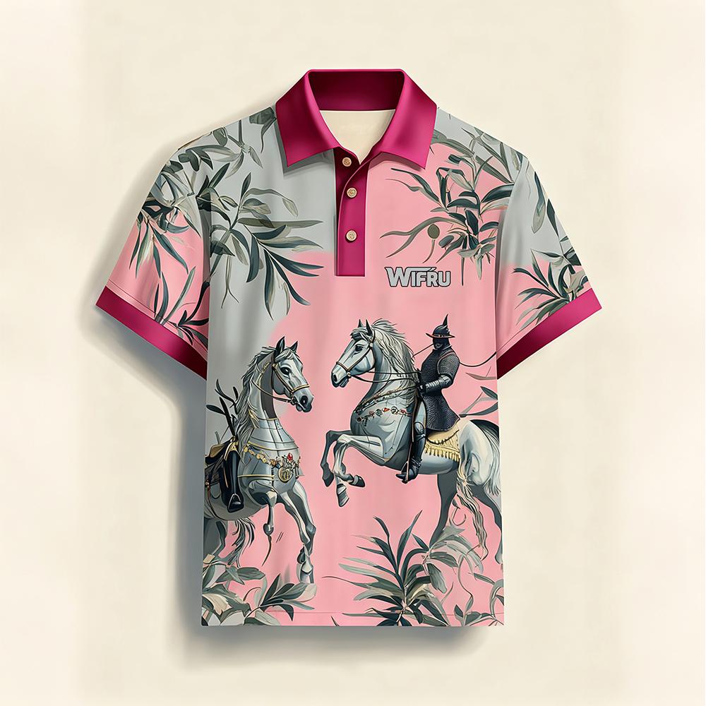 Men's Retro Equestrian Print P - đánh giá và giá Polo Shirt Equestrian